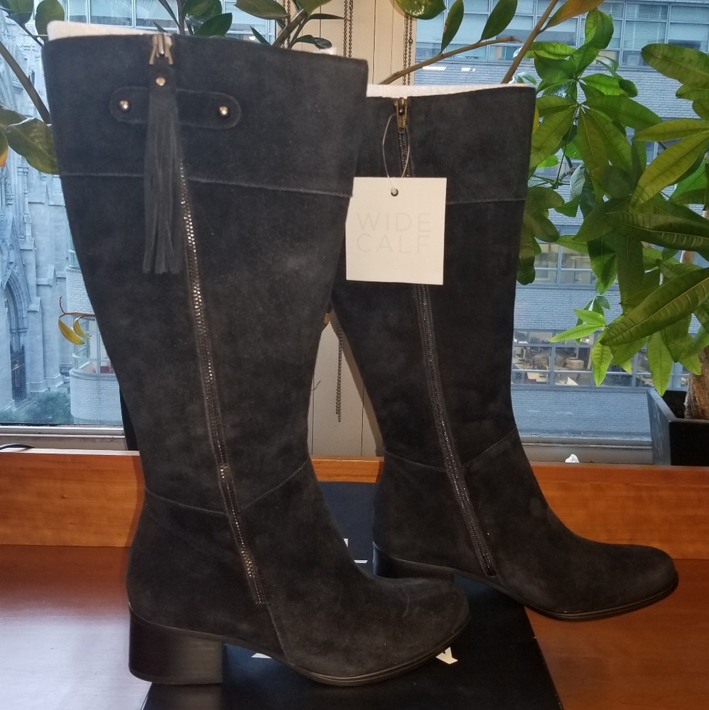 NWT Naturalizer Black Demi Suede Wide Calf Boots